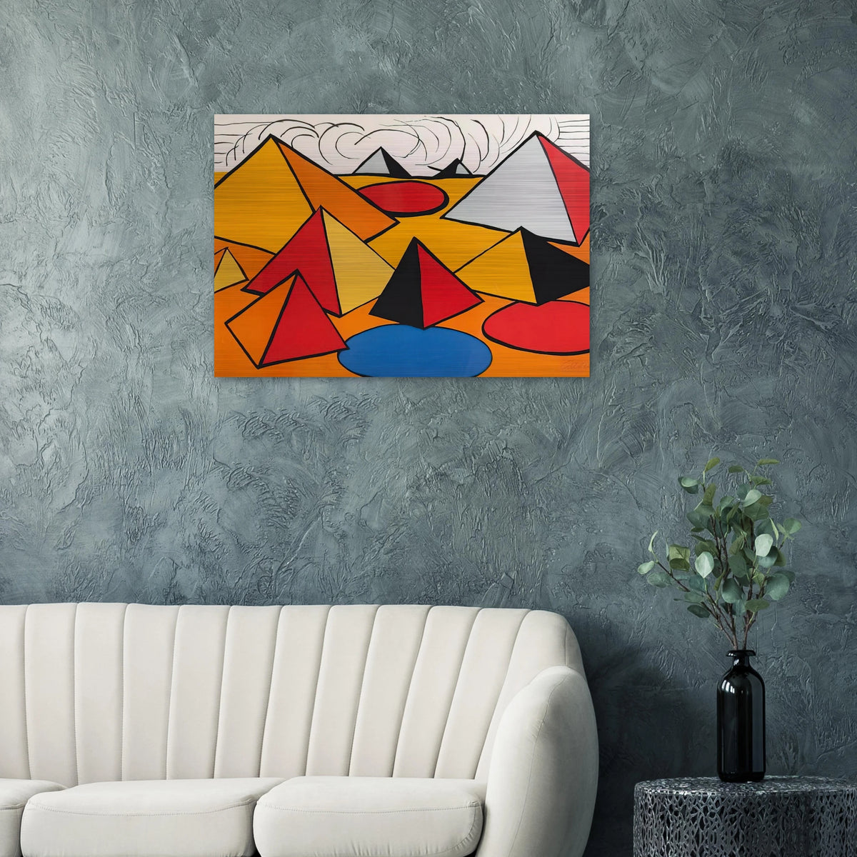 PRYAMIDS AND CLOUDS 1970 - Alexander Calder Brushed Aluminum Print - 70x100 cm / 28x40 inches | Alexander Calder Aluminum Print | Alexander Calder Prints