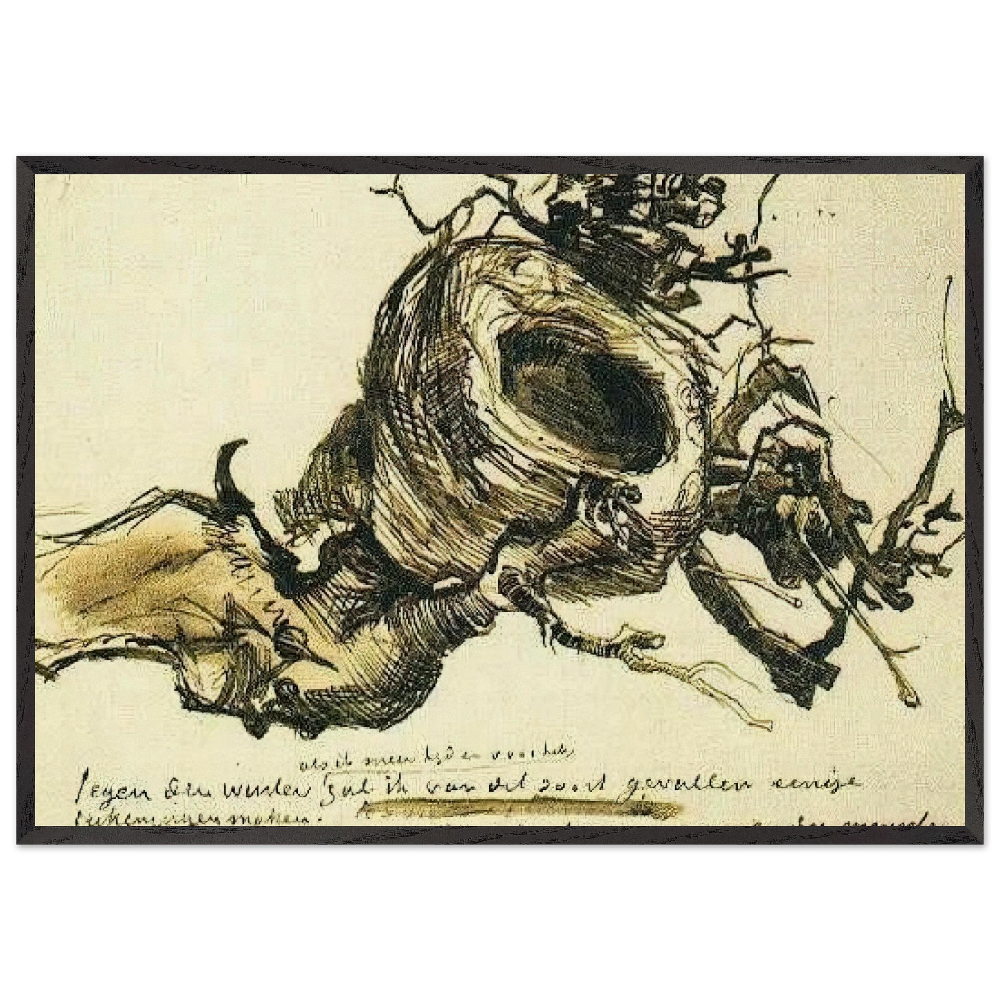 Birds Nest - Vincent van Gogh 70x100 cm / 28x40 inches Framed Art Print – Black Wooden Frame