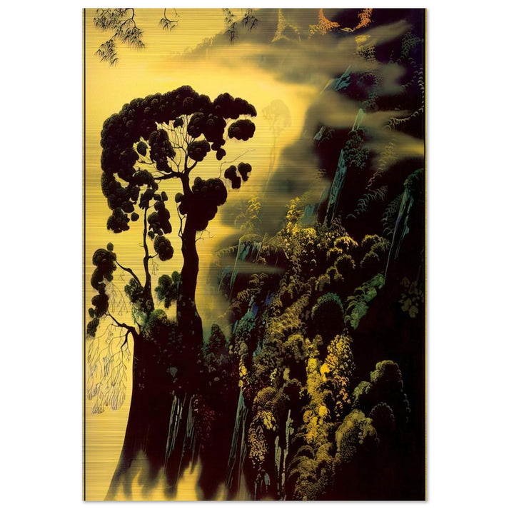 Sunset Silhouette - Eyvind Earle Brushed Aluminum Print - 70x100 cm / 28x40 inches | Eyvind Earle Aluminum Print | Eyvind Earle Prints