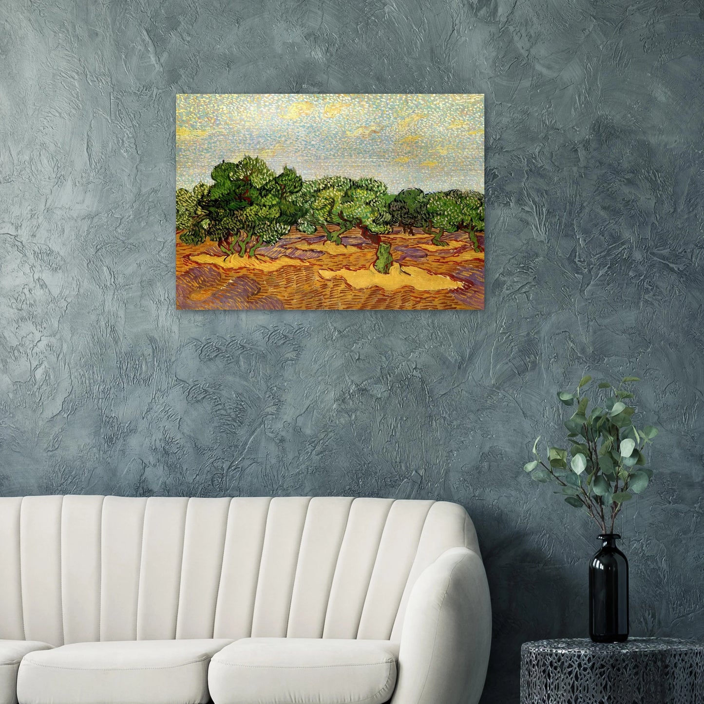 Olive Grove - Pale Blue Sky - Vincent van Gogh Brushed Aluminum Print - 70x100 cm / 28x40 inches | Vincent van Gogh Aluminum Print | Vincent van Gogh Prints