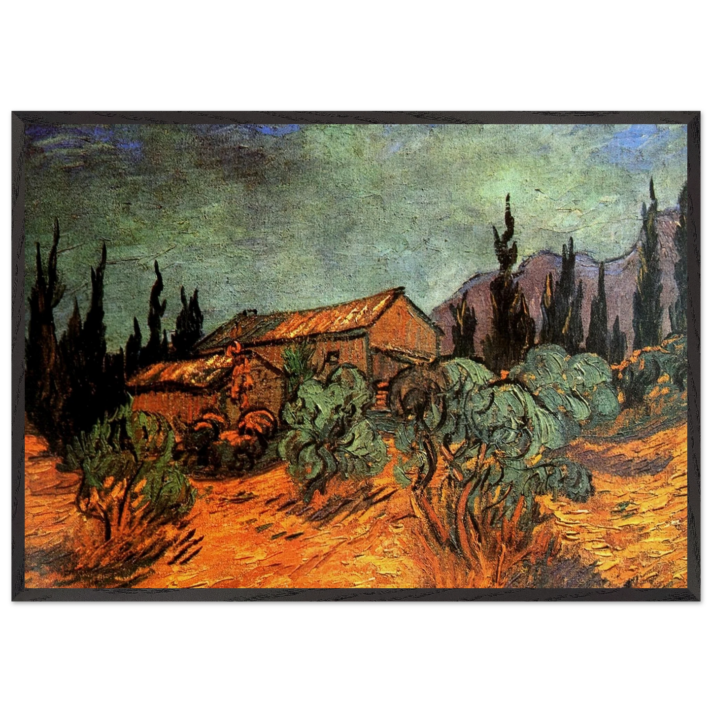 Wooden Sheds - Vincent van Gogh 70x100 cm / 28x40 inches Framed Art Print – Black Wooden Frame