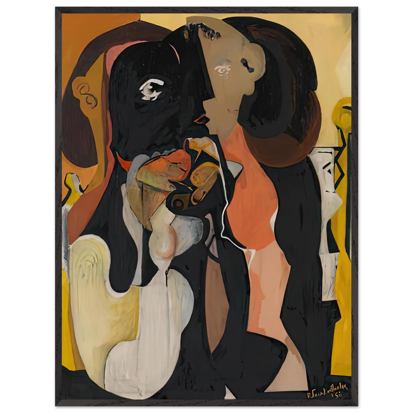 Helen Frankenthaler - Woman, 1950- Wall Art - 60x80 cm / 24x32 inches - Premium Wooden Framed Poster With Fine Art Paper-canvas - Wood frame
