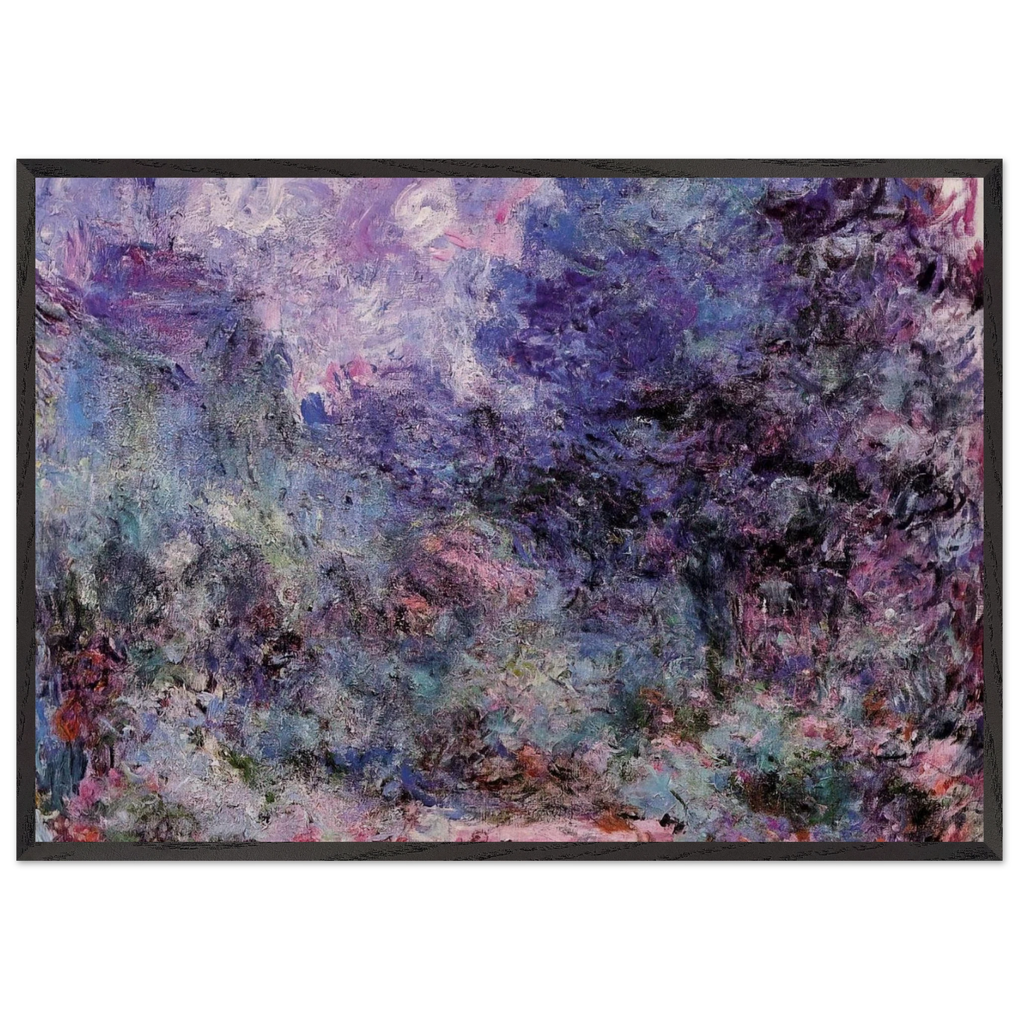The House Seen from the Rose Garden 3 - claude monet 70x100 cm / 28x40 inches Framed Art Print – Black Wooden Frame