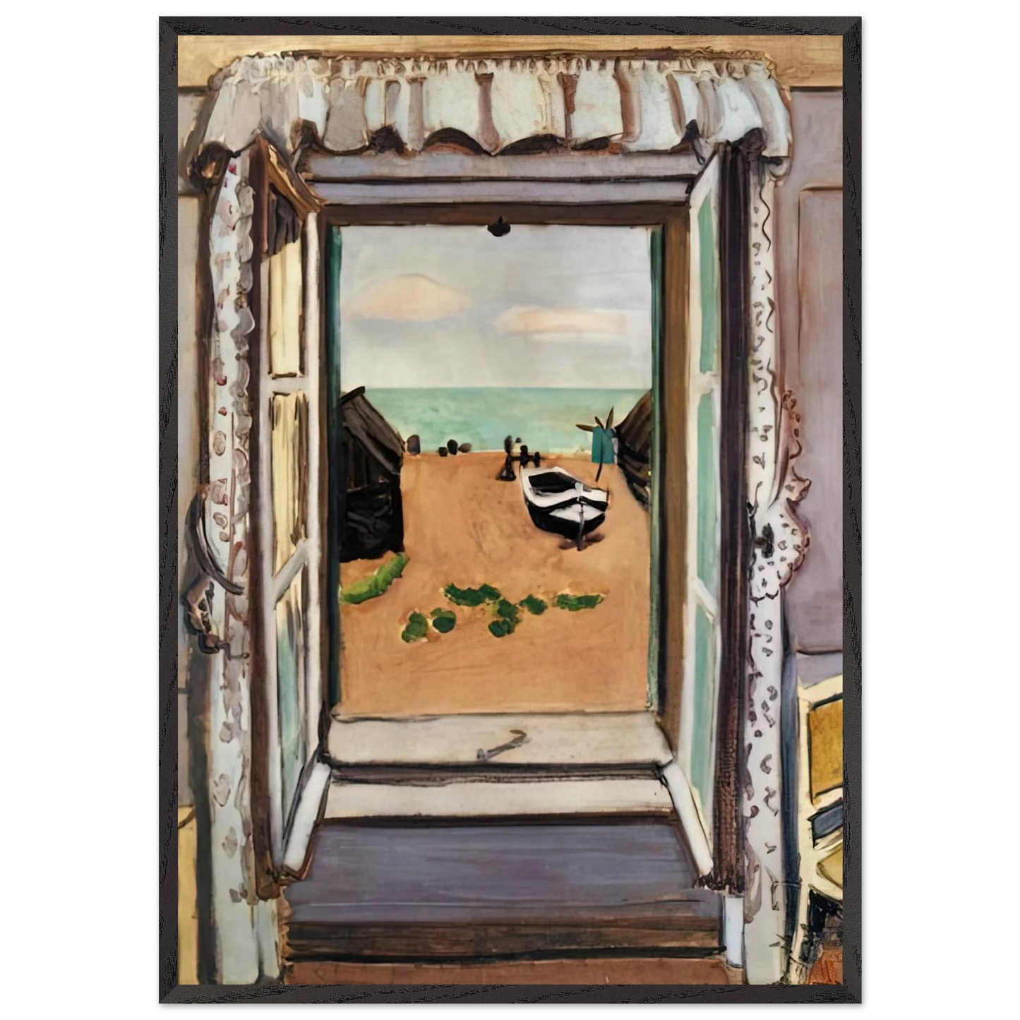 OPEN WINDOW ETRETAT 1920 - Henri Matisse 70x100 cm / 28x40 inches Framed Art Print – Black Wooden Frame