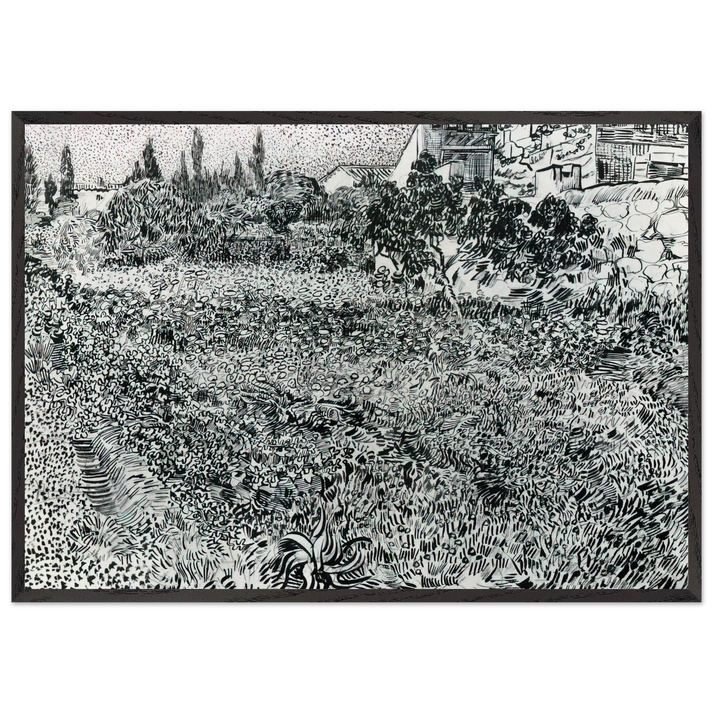 Garden with Flowers - Vincent van Gogh 70x100 cm / 28x40 inches Framed Art Print – Black Wooden Frame