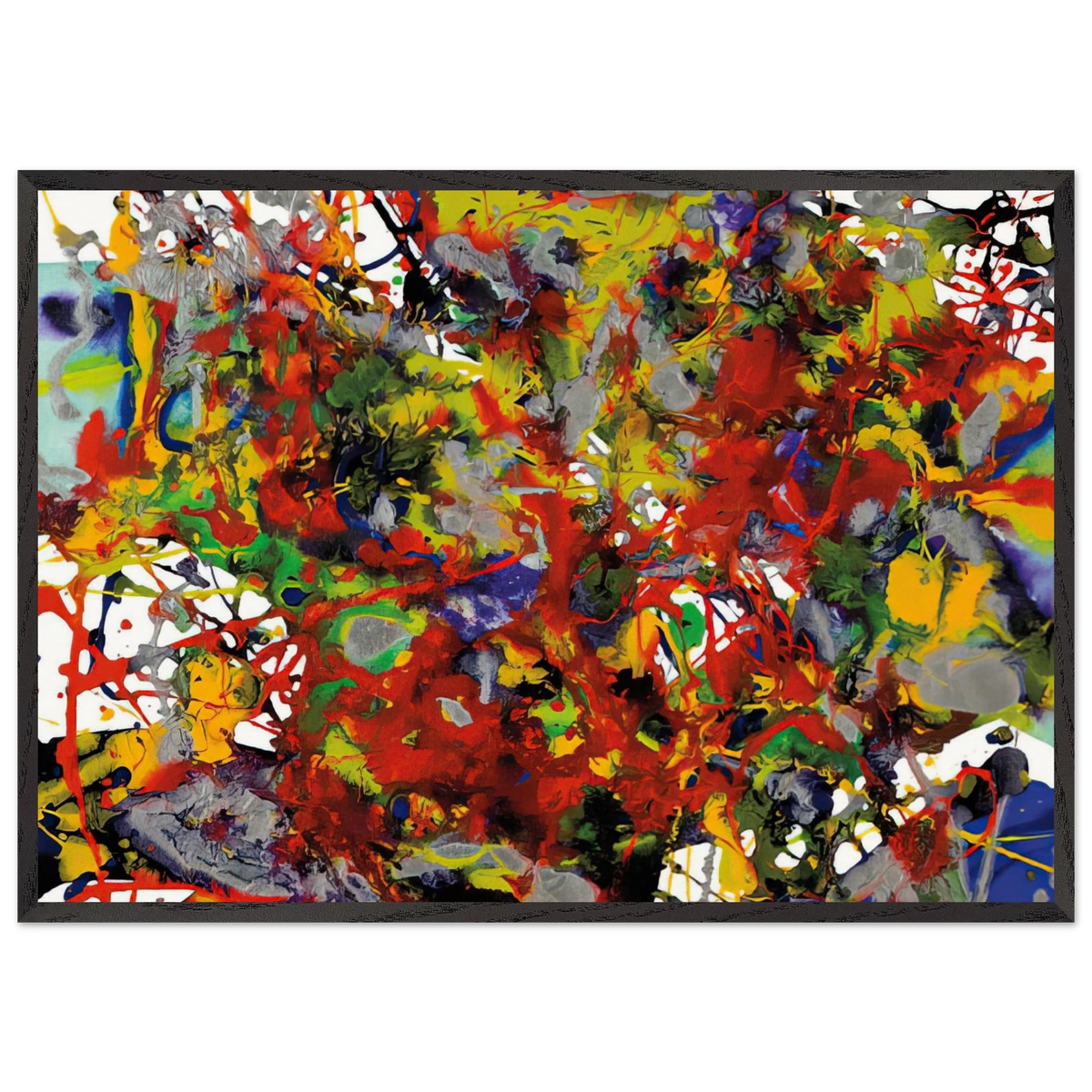 Untitled SFP94-29 SFF 1708 e - Sam Francis 70x100 cm / 28x40 inches Framed Art Print – Black Wooden Frame