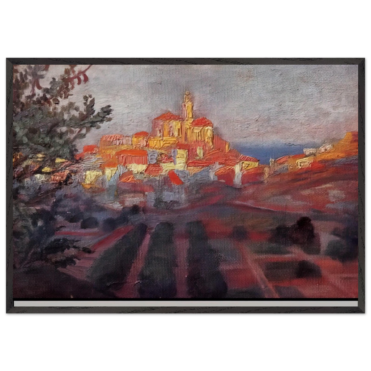 CADAQUES SEEN FROM BEHIND - Salvador Dali 70x100 cm / 28x40 inches Framed Art Print – Black Wooden Frame