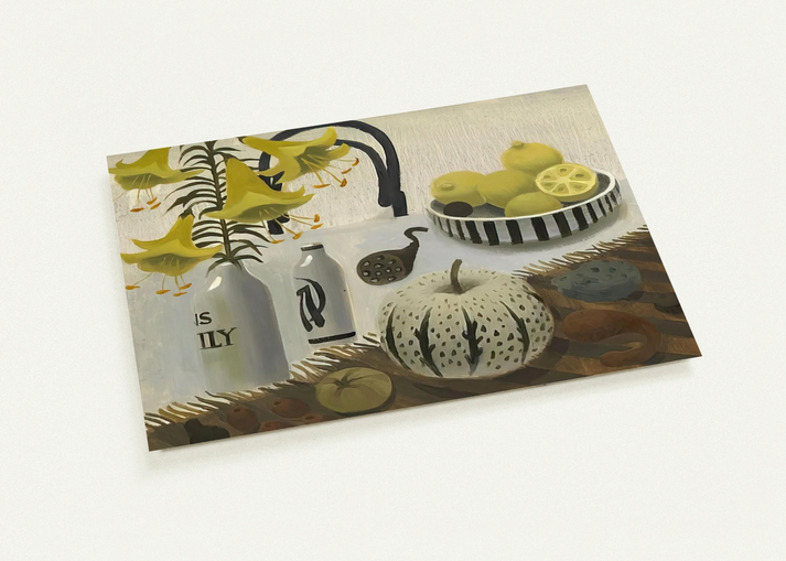 Lilies and Lemons - 2007 By Mary Fedden Pack of 10 Post Cards | Mary Fedden Post Cards | A6 (10.5 x 14.8 cm) - 4.1 x 5.8 inches