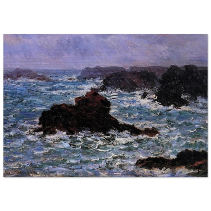 Belle-Ile, Rain Effect - claude monet Brushed Aluminum Print - 70x100 cm / 28x40 inches | claude monet Aluminum Print | claude monet Prints