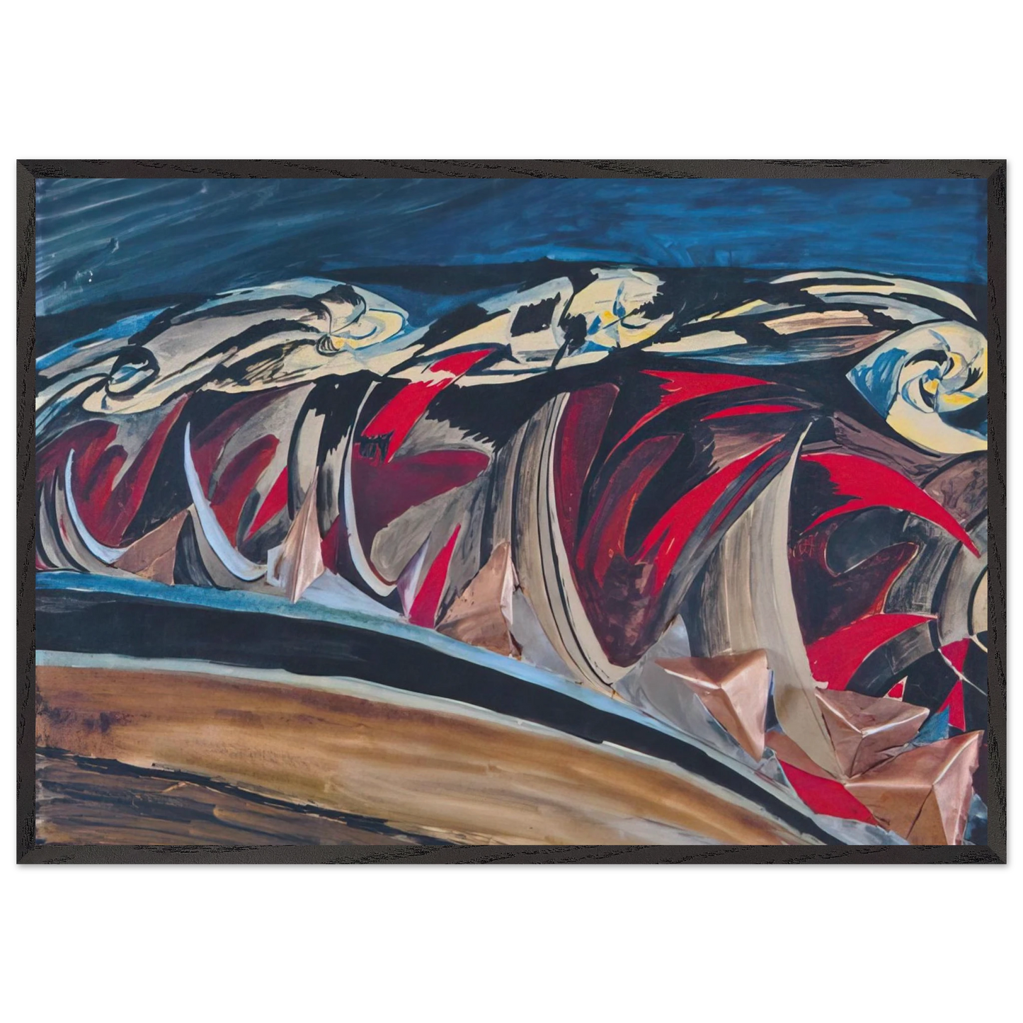Lights Sounds of a Night Train - 1924 - Benedetta Cappa 70x100 cm / 28x40 inches Framed Art Print – Black Wooden Frame