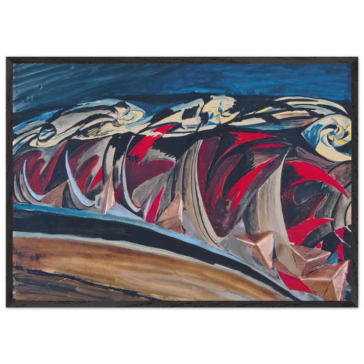 Lights Sounds of a Night Train - 1924 - Benedetta Cappa 70x100 cm / 28x40 inches Framed Art Print – Black Wooden Frame