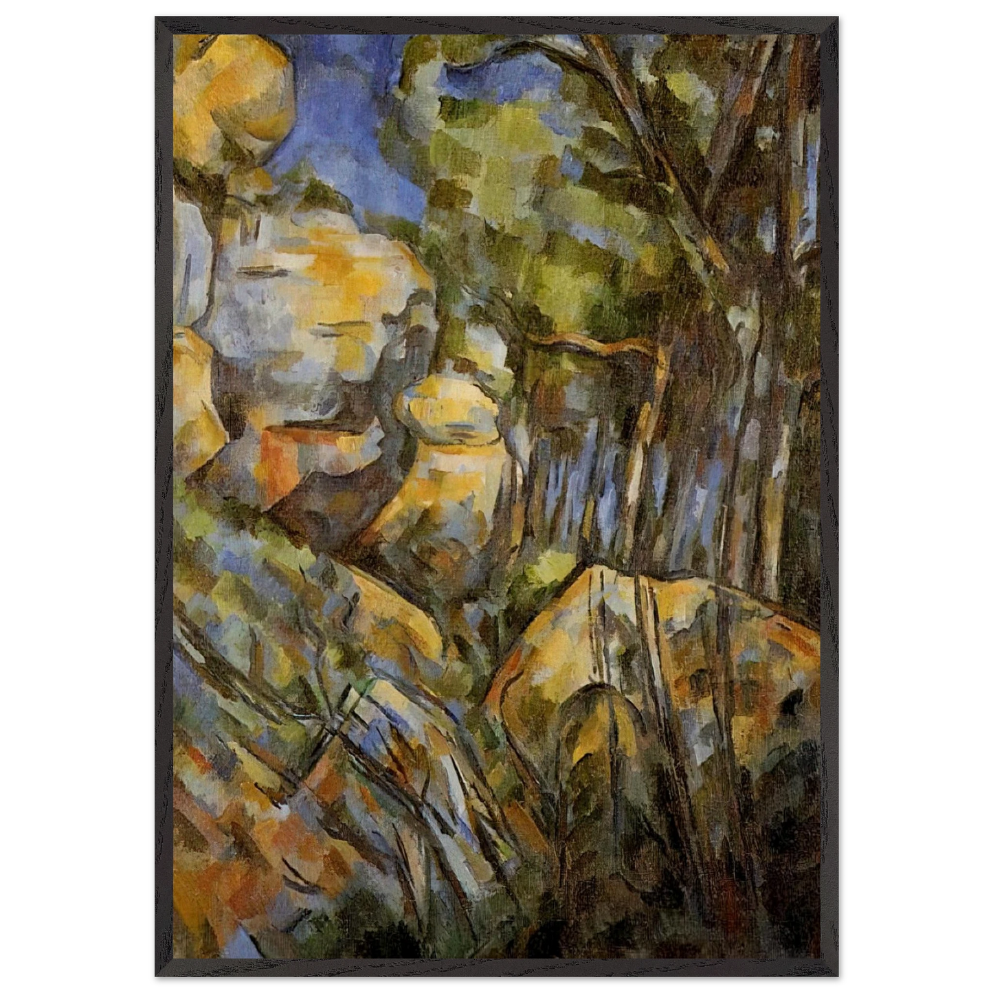 Rocks near the Caves below the Chateau Noir - Paul Cezanne 70x100 cm / 28x40 inches Framed Art Print – Black Wooden Frame