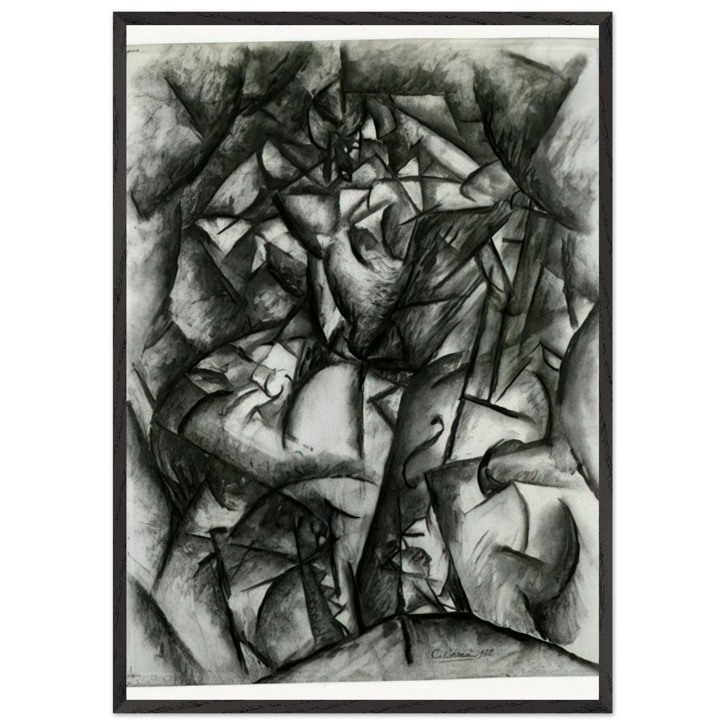 CONCERT CAFE 1912 - Carlo Carra 70x100 cm / 28x40 inches Framed Art Print – Black Wooden Frame