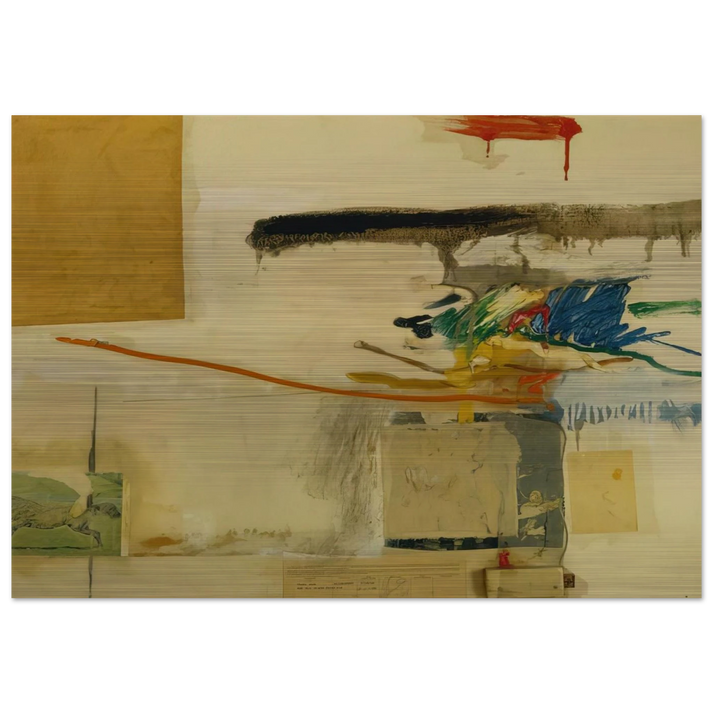 UNTITLED FORMERLY TITLED COLLAGE WITH HORSE 1957 - Robert Rauschenberg Brushed Aluminum Print - 70x100 cm / 28x40 inches | Robert Rauschenberg Aluminum Print | Robert Rauschenberg Prints