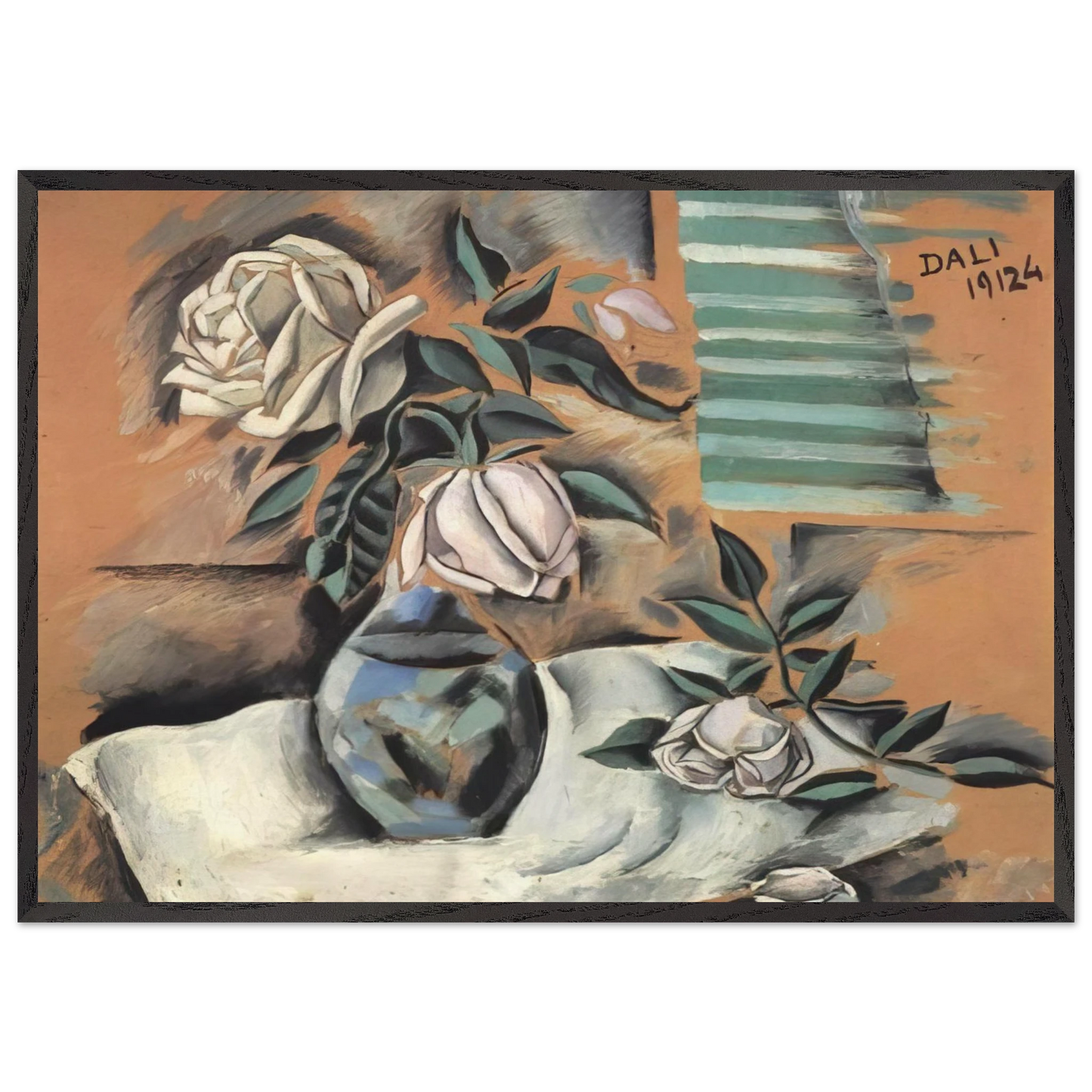 BOUQUET L IMPORTANT C EST LA ROSE - Salvador Dali 70x100 cm / 28x40 inches Framed Art Print – Black Wooden Frame