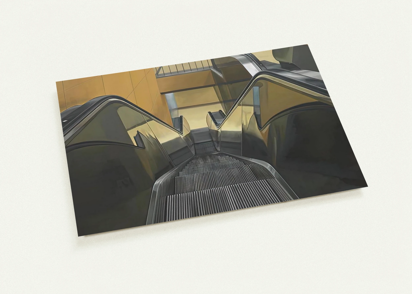 ESCALATOR 1970 By Richard Estes Pack of 10 Post Cards | Richard Estes Post Cards | A6 (10.5 x 14.8 cm) - 4.1 x 5.8 inches