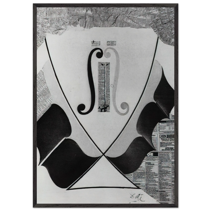 UNTITLED HEAD OF A SPANISH NOBLEMAN FASHIONED BY THE CATASTROPHE MODEL FROM A SWALLOW S TAIL - Salvador Dali 70x100 cm / 28x40 inches Framed Art Print – Black Wooden Frame