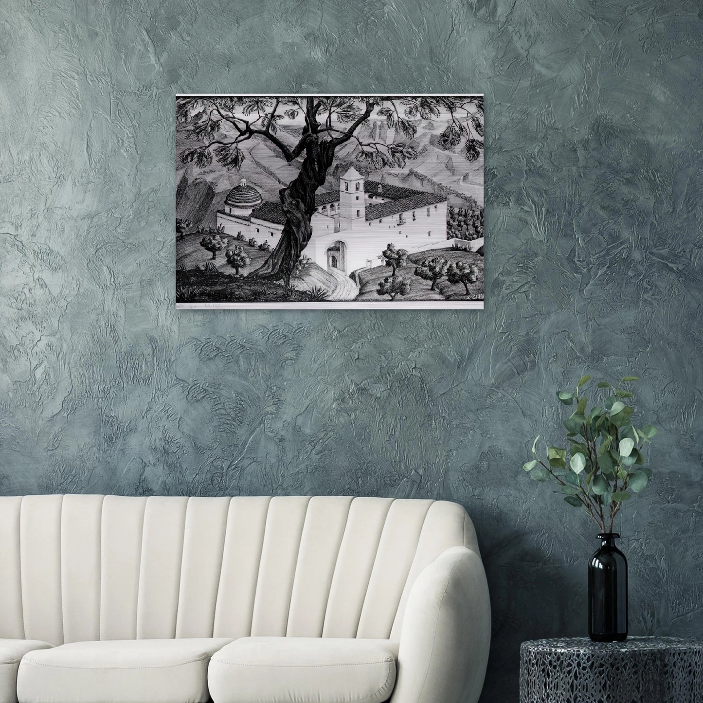 CLOISTER NEAR ROCCA IMPERIALE CALABRIA - MC Escher Brushed Aluminum Print - 70x100 cm / 28x40 inches | MC Escher Aluminum Print | MC Escher Prints
