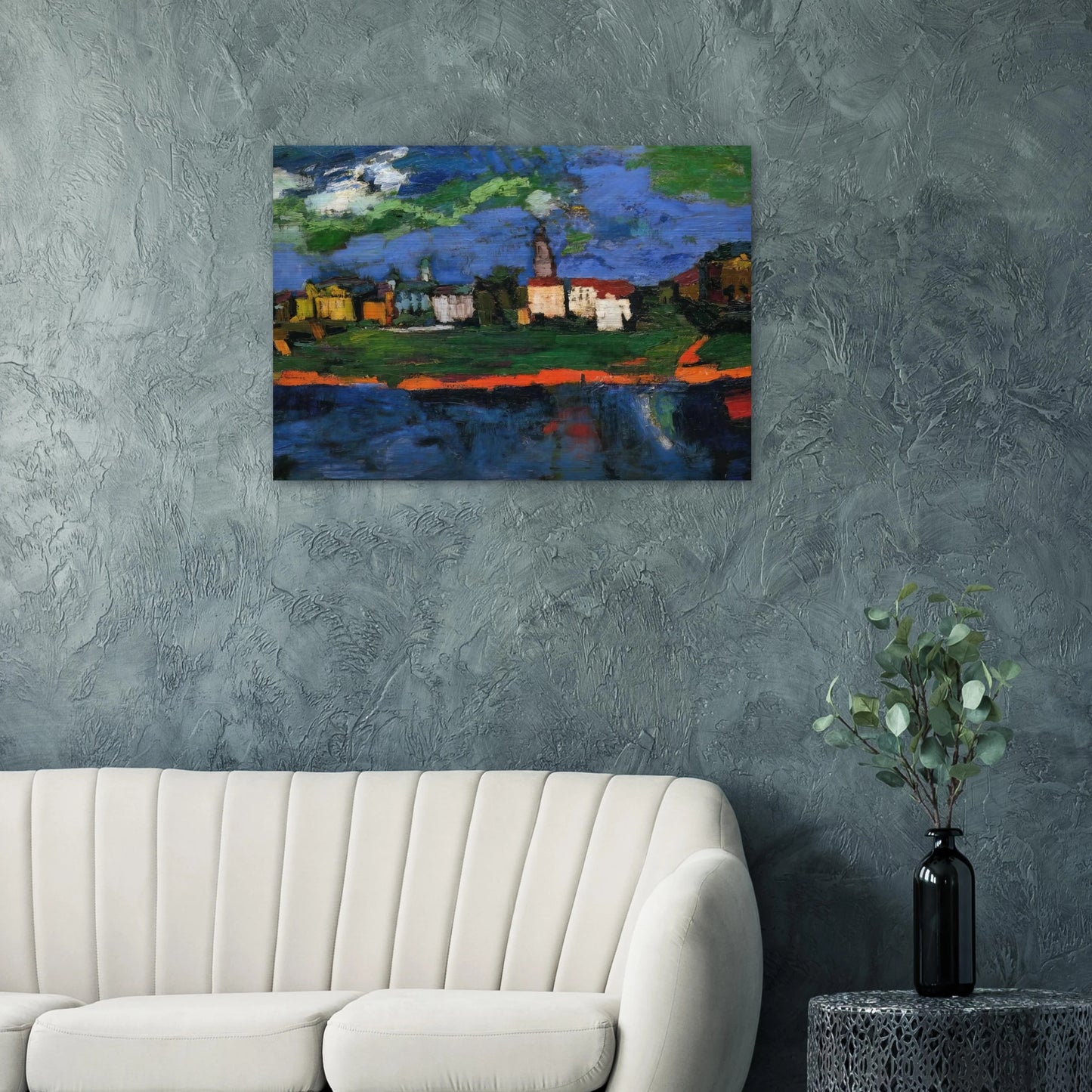 THE ELBE NEAR DRESDEN - OSKAR KOKOSCHKA Brushed Aluminum Print - 70x100 cm / 28x40 inches | OSKAR KOKOSCHKA Aluminum Print | OSKAR KOKOSCHKA Prints