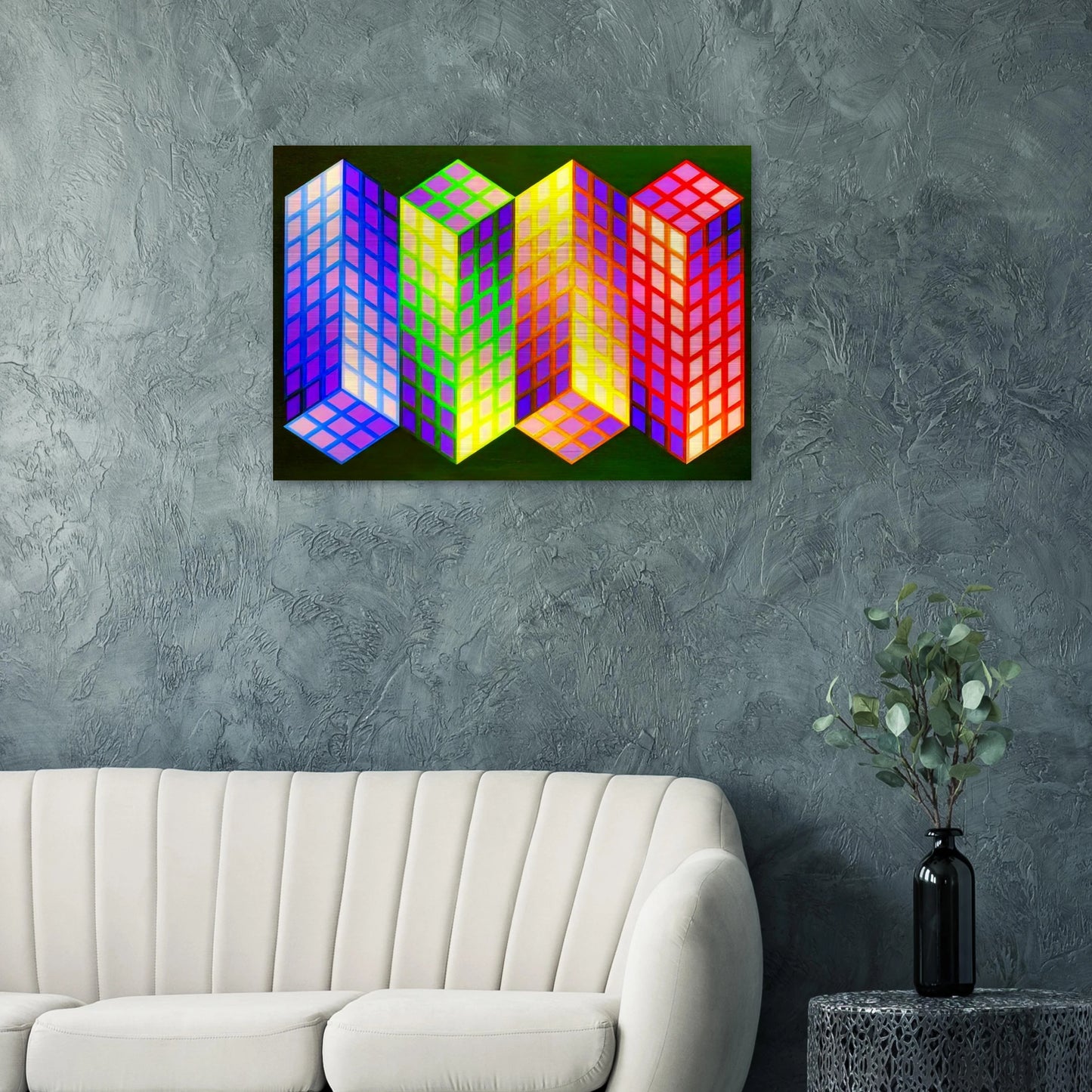 Torony-Nagy - 1969 - Victor Vasarely Brushed Aluminum Print - 70x100 cm / 28x40 inches | Victor Vasarely Aluminum Print | Victor Vasarely Prints