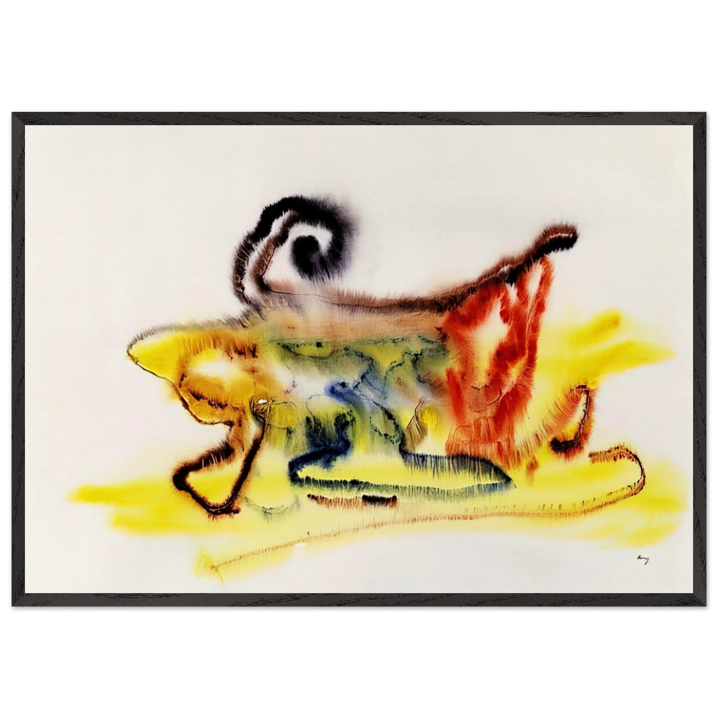 Untitled - 1961 N7 - Henri Michaux 70x100 cm / 28x40 inches Framed Art Print – Black Wooden Frame