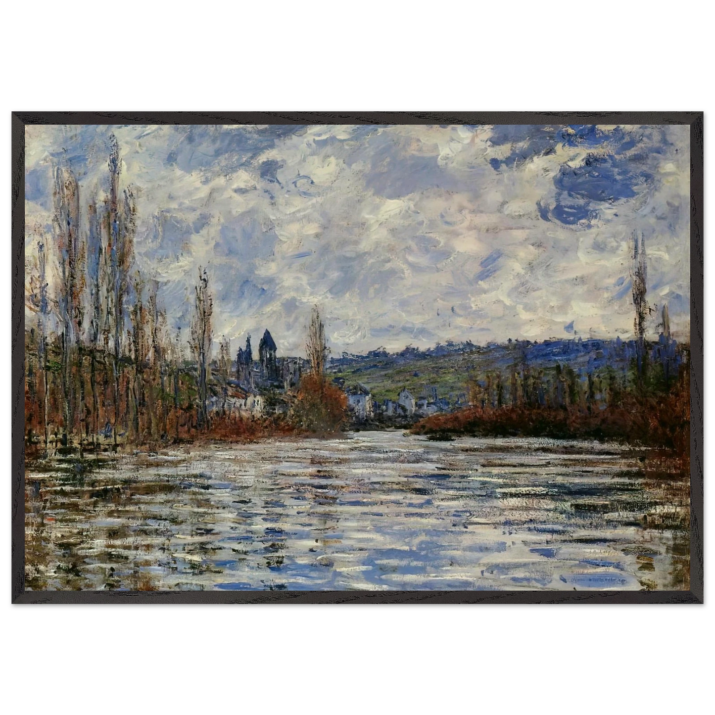 Flood of the Seine at Vetheuil - claude monet 70x100 cm / 28x40 inches Framed Art Print – Black Wooden Frame