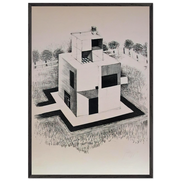 Haus Des Weissen Mannes - 1924 - Johannes Itten 70x100 cm / 28x40 inches Framed Art Print – Black Wooden Frame
