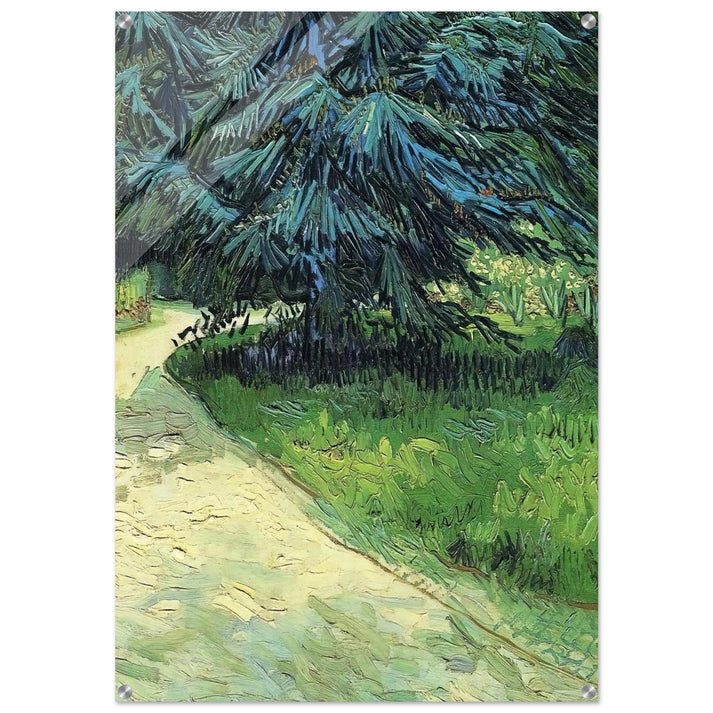 Public Garden with Couple and Blue Fir Tree The Poet s Garden III - Vincent van Gogh Acrylic Print - 70x100 cm / 28x40″ inches