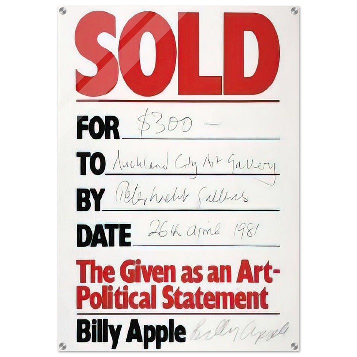 Sold - 1981 - Billy Apple Acrylic Print - 70x100 cm / 28x40″ inches | Billy Apple Wall Art | Billy Apple Prints