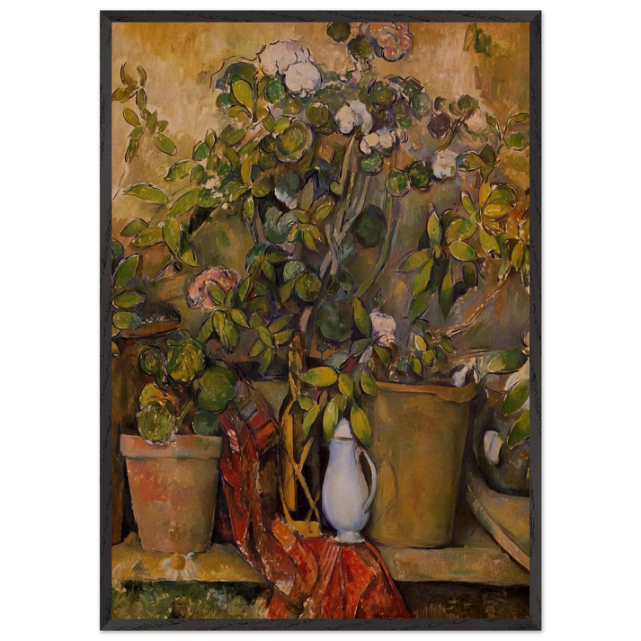 Potted Plants - Paul Cezanne 70x100 cm / 28x40 inches Framed Art Print – Black Wooden Frame