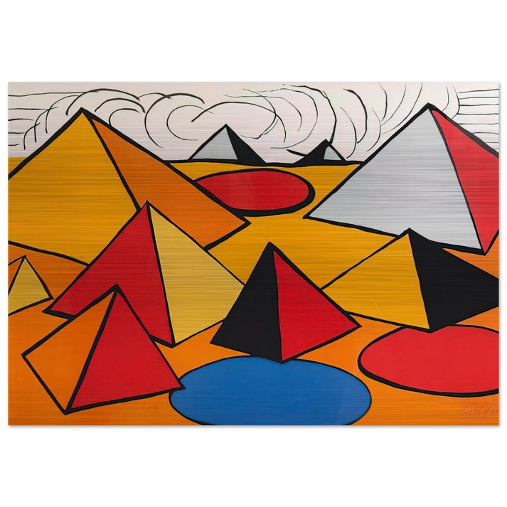 PRYAMIDS AND CLOUDS 1970 - Alexander Calder Brushed Aluminum Print - 70x100 cm / 28x40 inches | Alexander Calder Aluminum Print | Alexander Calder Prints