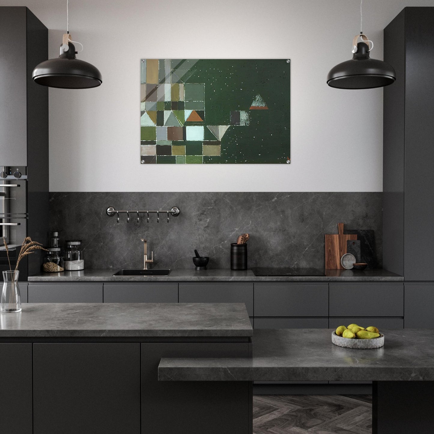 SQUARE MOTIF GREEN LILAC 1948 - Victor Pasmore Acrylic Print - 70x100 cm / 28x40″ inches