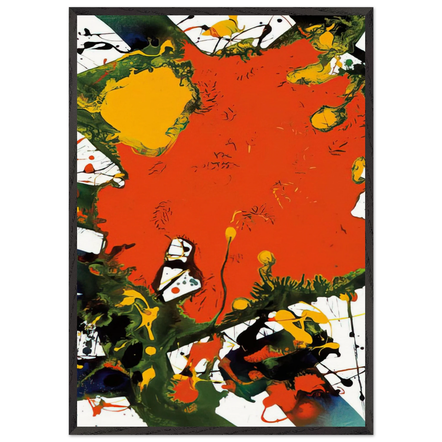 Untitled SFP94-127 SFF 1797 - Sam Francis 70x100 cm / 28x40 inches Framed Art Print – Black Wooden Frame
