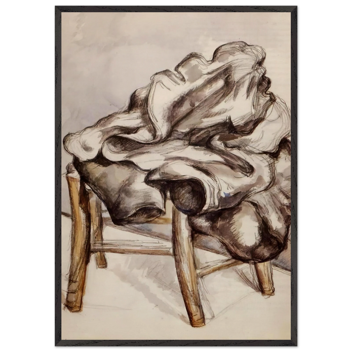 Jacket on a Chair - Paul Cezanne 70x100 cm / 28x40 inches Framed Art Print – Black Wooden Frame