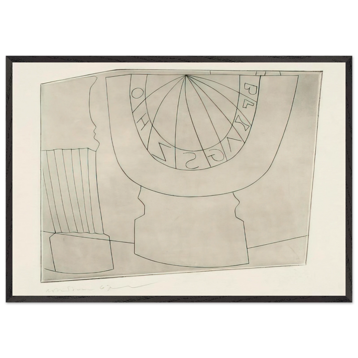 Turkish sundial column - 1967 - Ben Nicholson 70x100 cm / 28x40 inches Framed Art Print – Black Wooden Frame