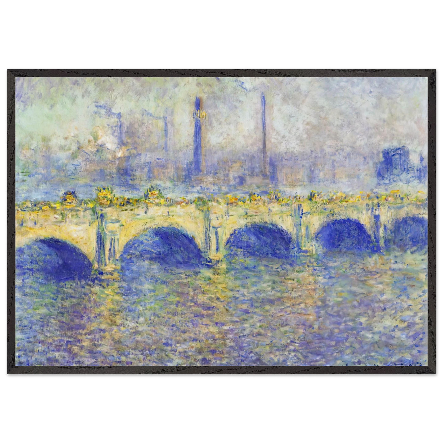 Waterloo Bridge Effect of the Sun - claude monet 70x100 cm / 28x40 inches Framed Art Print – Black Wooden Frame