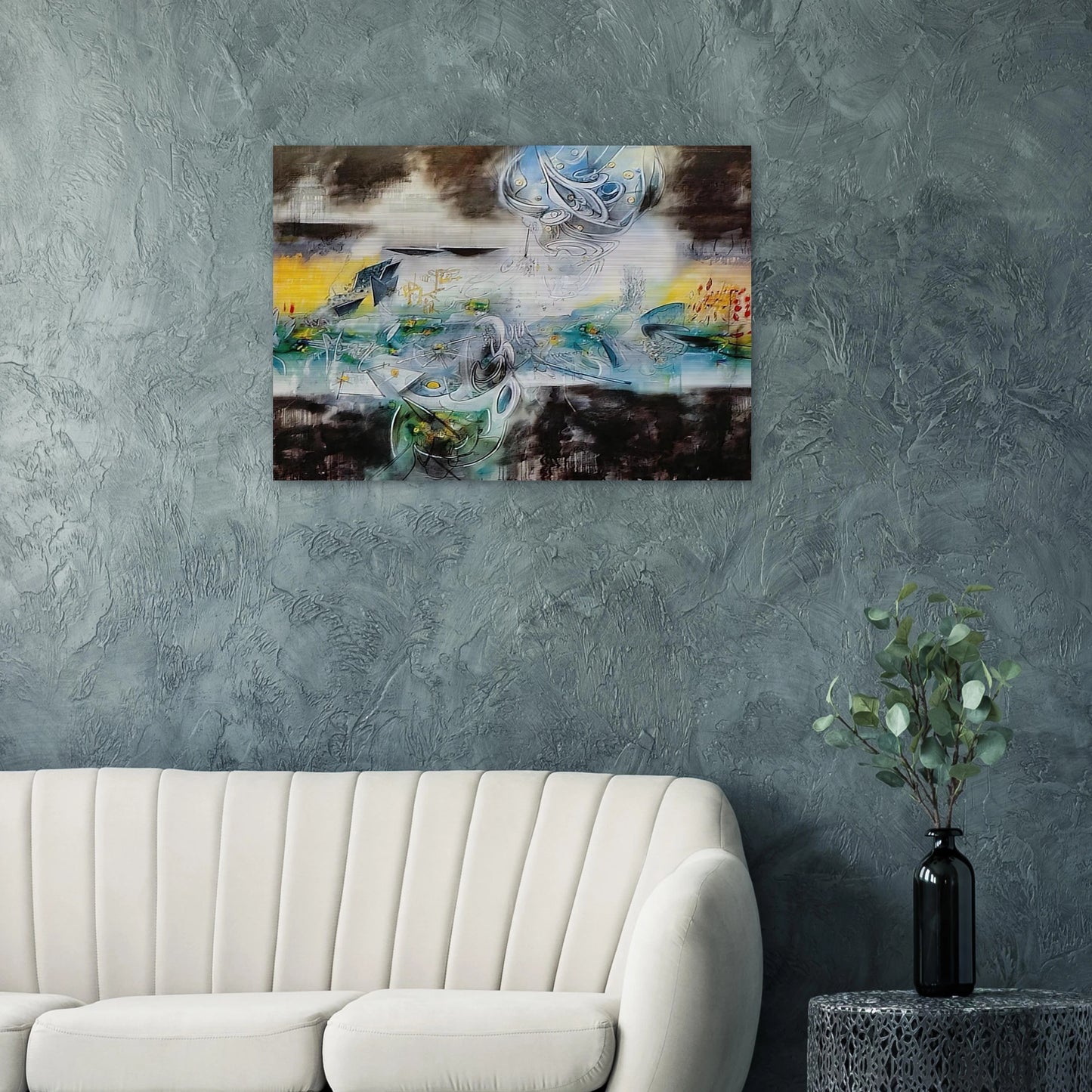 ABRIR EL CUBO Y ENCONTRAR LA VIDA - Roberto Matta Brushed Aluminum Print - 70x100 cm / 28x40 inches | Roberto Matta Aluminum Print | Roberto Matta Prints