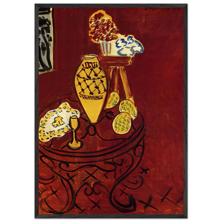 INTERIOR IN VENETIAN RED 1946 - Henri Matisse 70x100 cm / 28x40 inches Framed Art Print – Black Wooden Frame