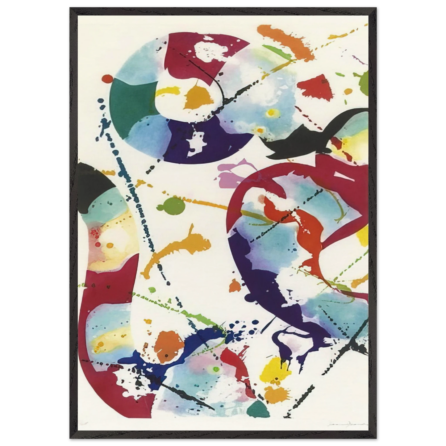Untitled SFE-85 - Sam Francis 70x100 cm / 28x40 inches Framed Art Print – Black Wooden Frame