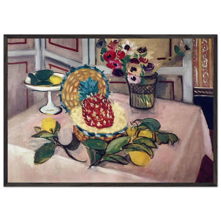 STILL LIFE WITH PINEAPPLES 1 - Henri Matisse 70x100 cm / 28x40 inches Framed Art Print – Black Wooden Frame