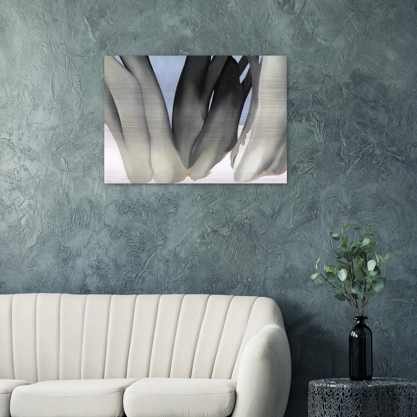 Bare Tree Trunks with Snow - Georgia O'Keeffe Brushed Aluminum Print - 70x100 cm / 28x40 inches | Georgia O'Keeffe Aluminum Print | Georgia O'Keeffe Prints