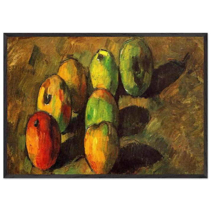 Still life with seven apples - Paul Cezanne 70x100 cm / 28x40 inches Framed Art Print – Black Wooden Frame