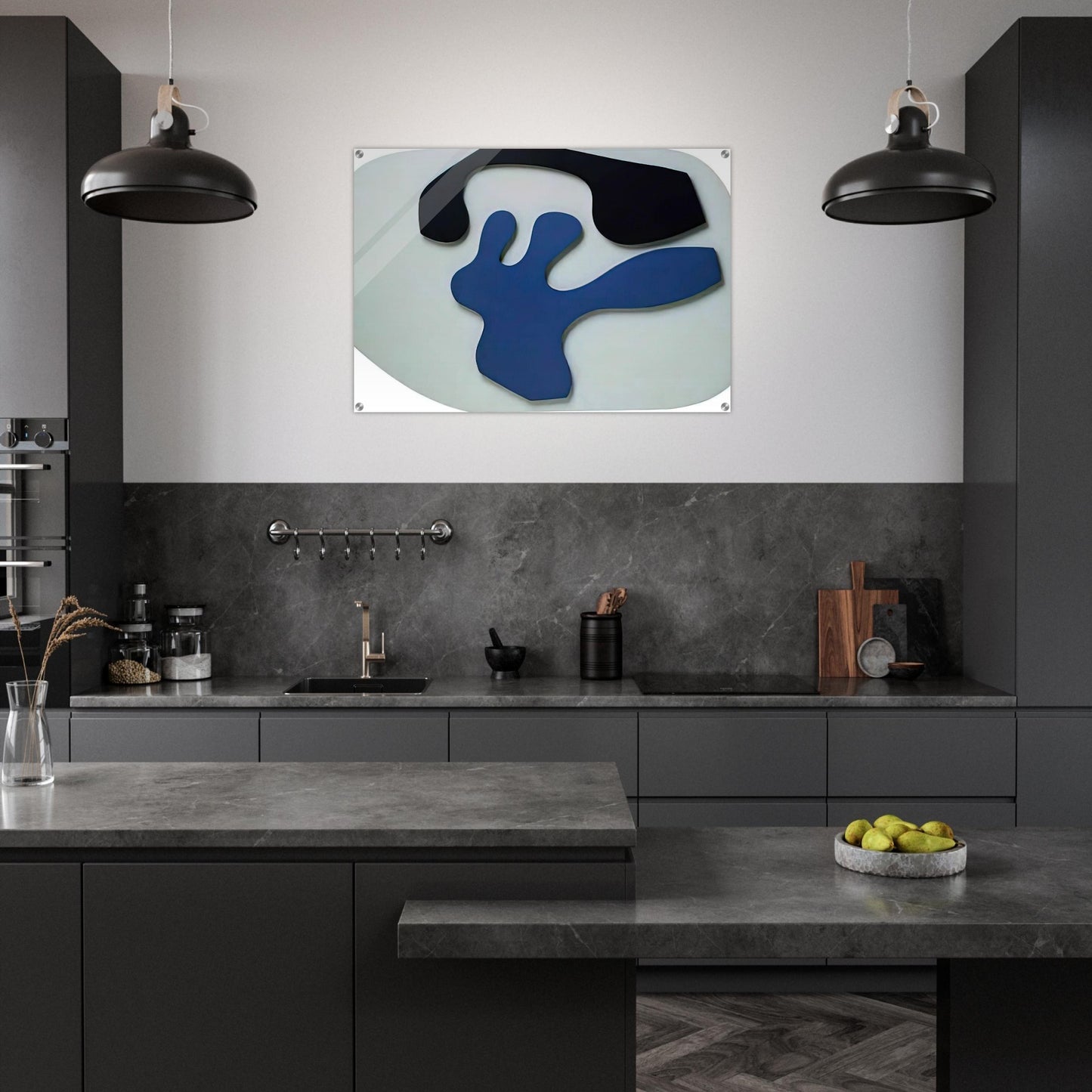 Overturned Blue Shoe With Two Heels Under a Black Vault - Jean Arp Acrylic Print - 70x100 cm / 28x40″ inches