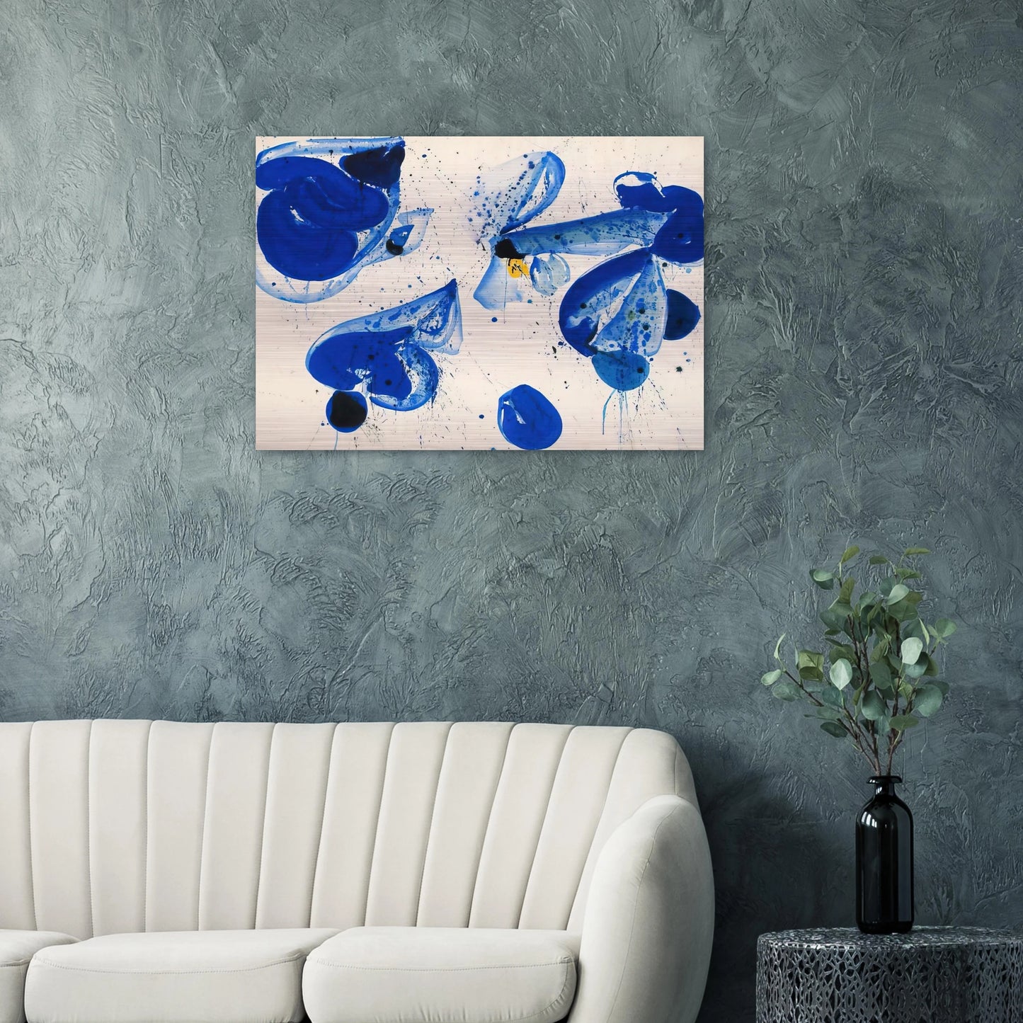 Untitled Blue Balls from Cross #9 - Sam Francis Brushed Aluminum Print - 70x100 cm / 28x40 inches | Sam Francis Aluminum Print | Sam Francis Prints