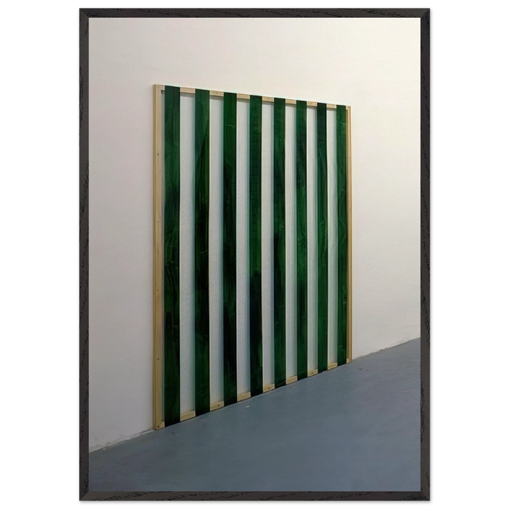 Reflets n33 - Peinture sur plexiglas 12 travail situe - 1987 - Daniel Buren 70x100 cm / 28x40 inches Framed Art Print – Black Wooden Frame