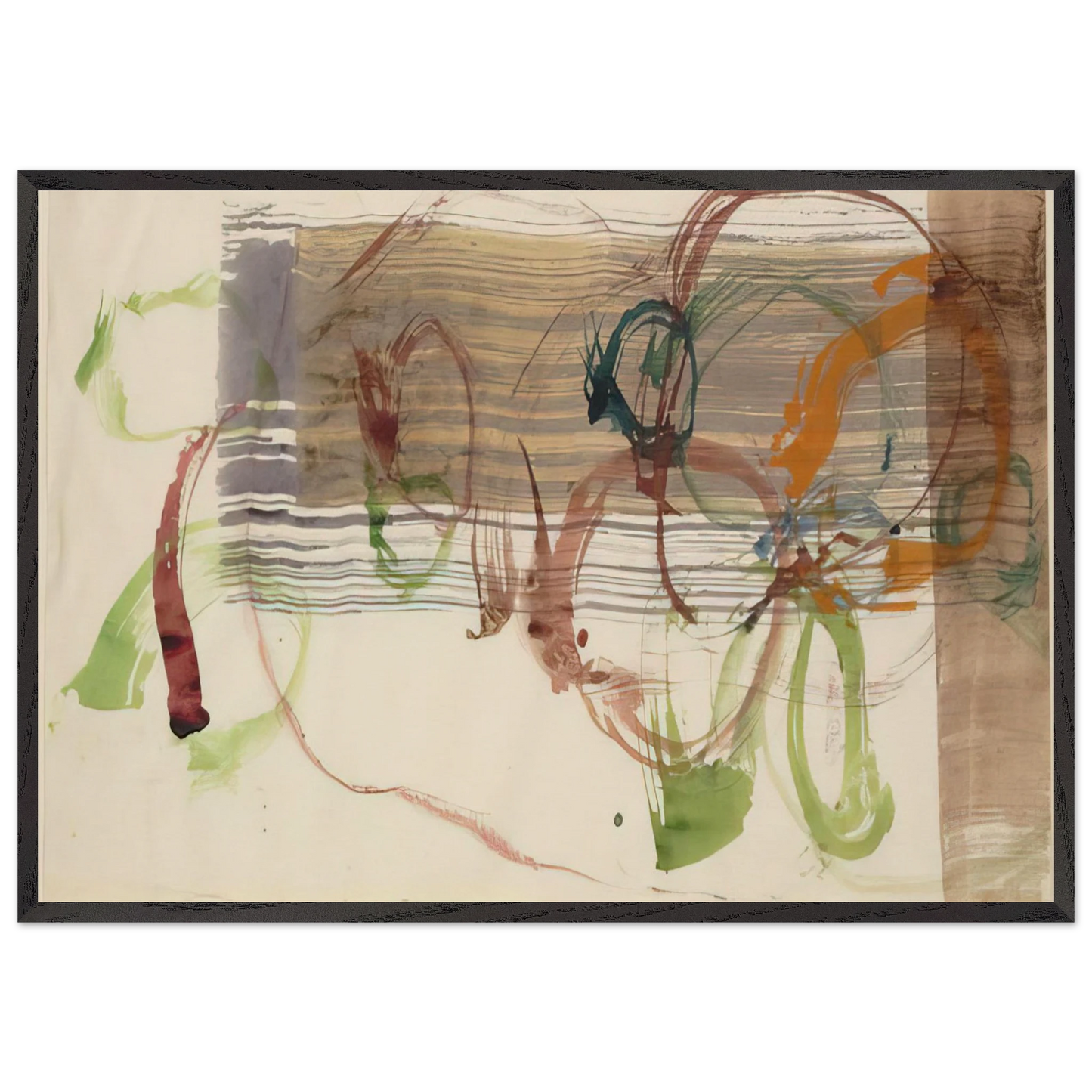 New River Watercolor Series I No 3 - 1988 - John Cage 70x100 cm / 28x40 inches Framed Art Print – Black Wooden Frame
