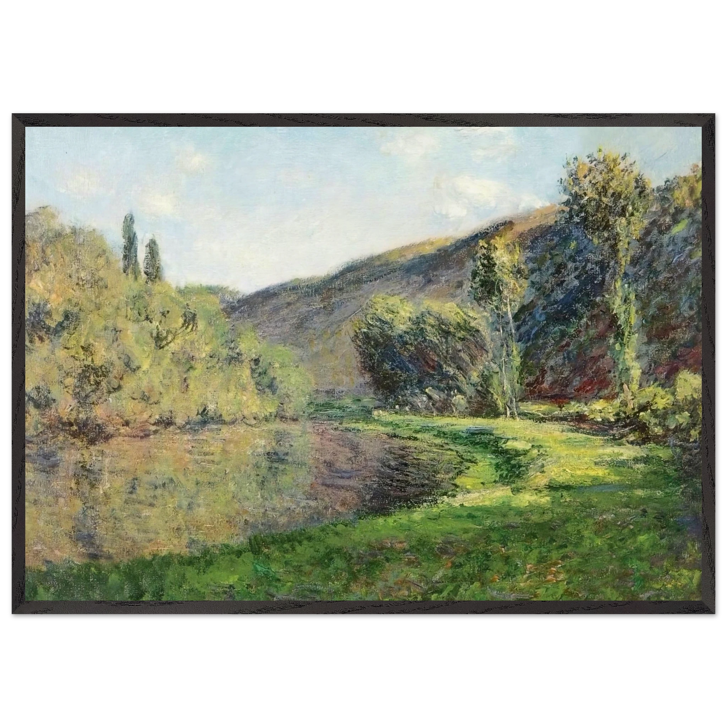 The Arm of the Siene at Jeufosse Afternoon - claude monet 70x100 cm / 28x40 inches Framed Art Print – Black Wooden Frame