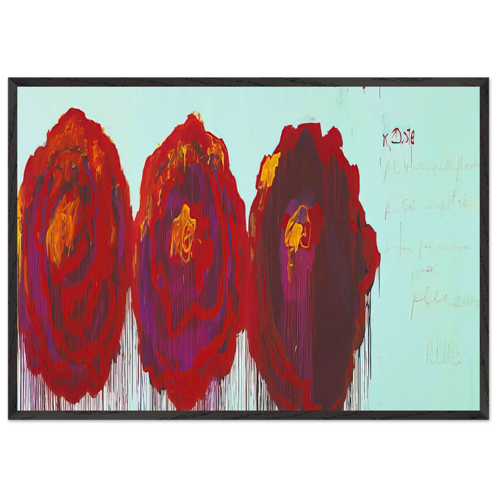 The Rose IV - Cy Twombly 70x100 cm / 28x40 inches Framed Art Print – Black Wooden Frame