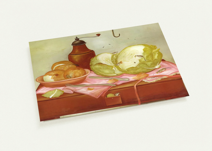 KITCHEN TABLE 1 By Fernando Botero Pack of 10 Post Cards | Fernando Botero Post Cards | A6 (10.5 x 14.8 cm) - 4.1 x 5.8 inches