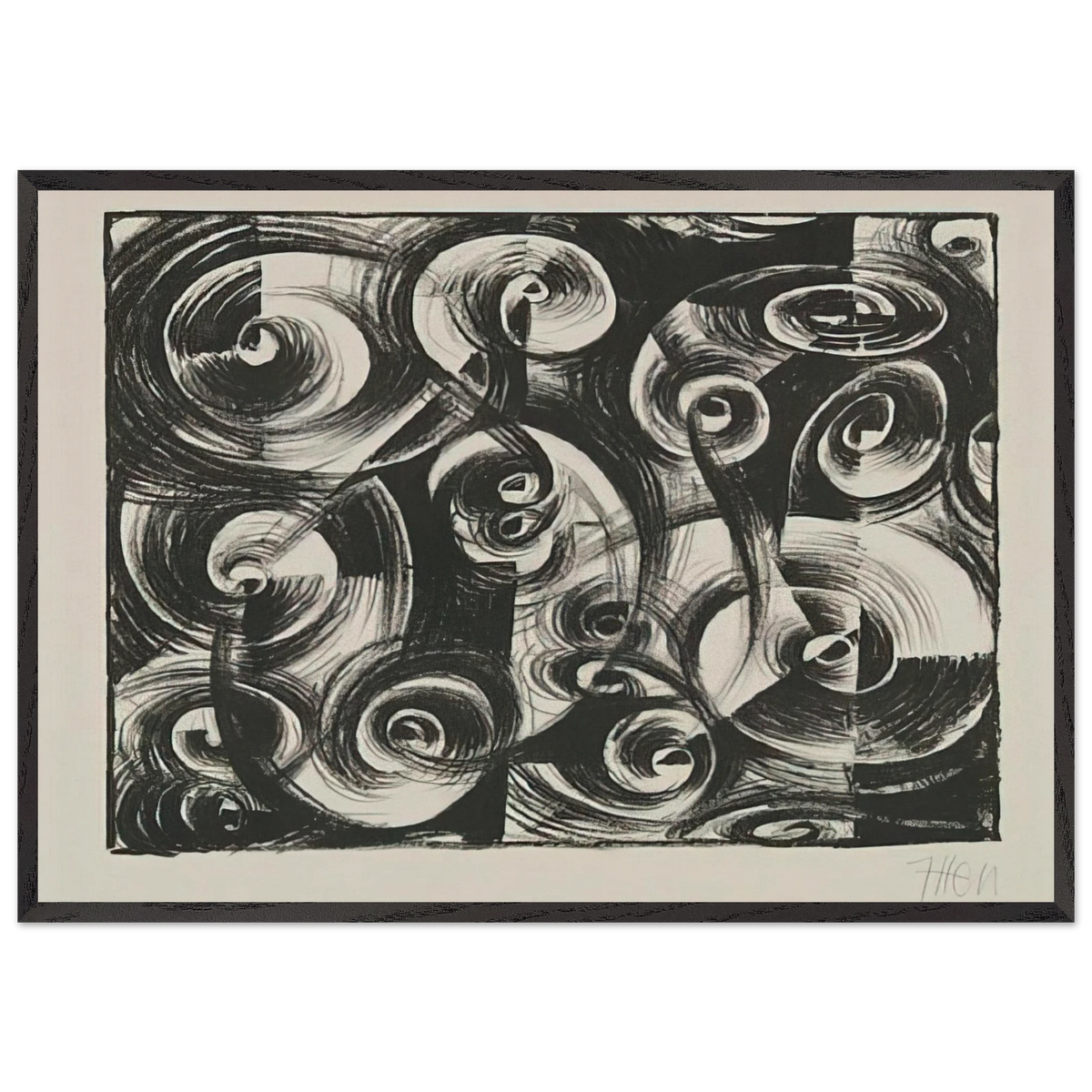 Linienrhythmus - 1919 - Johannes Itten 70x100 cm / 28x40 inches Framed Art Print – Black Wooden Frame